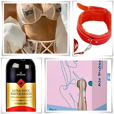 Collage de fotos mostrando varios productos que venden en Sexshop Santiago